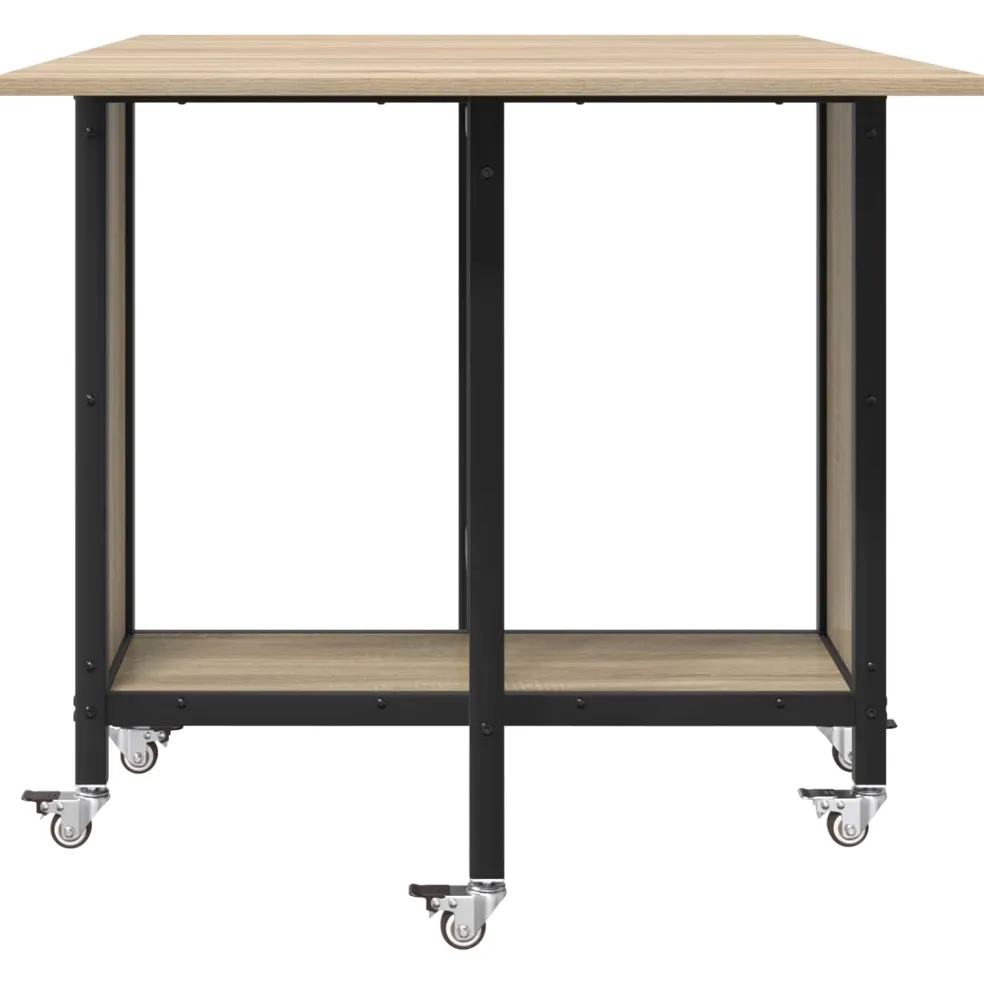 vidaXL Opvouwbare eettafel met wielen 130 x 80 x 76,5 cm staal PB