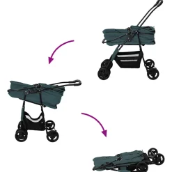 vidaXL Opvouwbare Huisdierenwagen Groen 81 x 47 x 99 cm Polyester