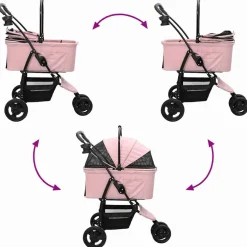 vidaXL Opvouwbare Huisdierenwagen Roze 78 x 54 x 101 cm Polyester