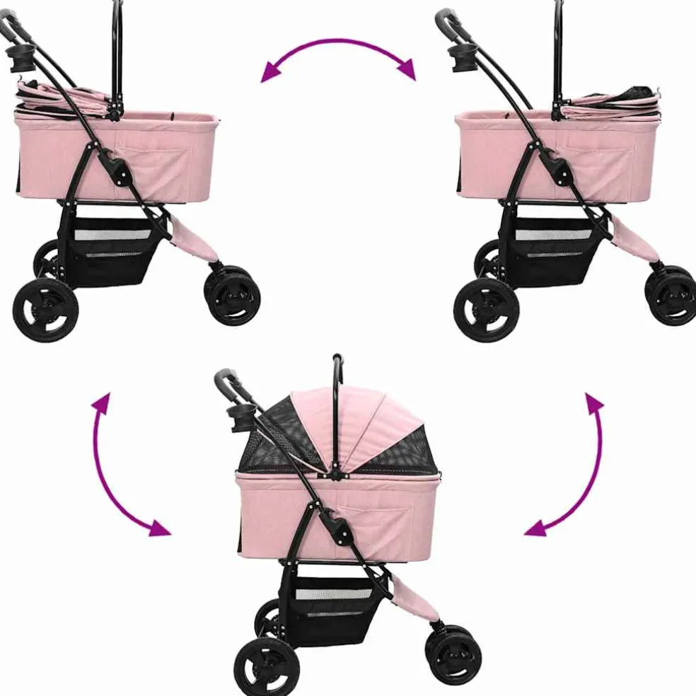vidaXL Opvouwbare Huisdierenwagen Roze 78 x 54 x 101 cm Polyester