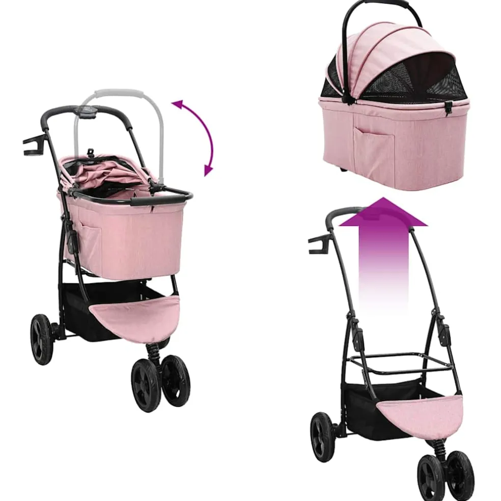 vidaXL Opvouwbare Huisdierenwagen Roze 78 x 54 x 101 cm Polyester