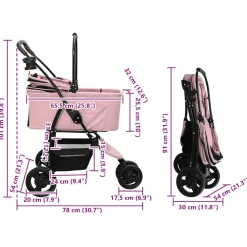 vidaXL Opvouwbare Huisdierenwagen Roze 78 x 54 x 101 cm Polyester