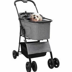 vidaXL Opvouwbare Huisdierenwagen Zwart 81 x 47 x 99 cm Polyester