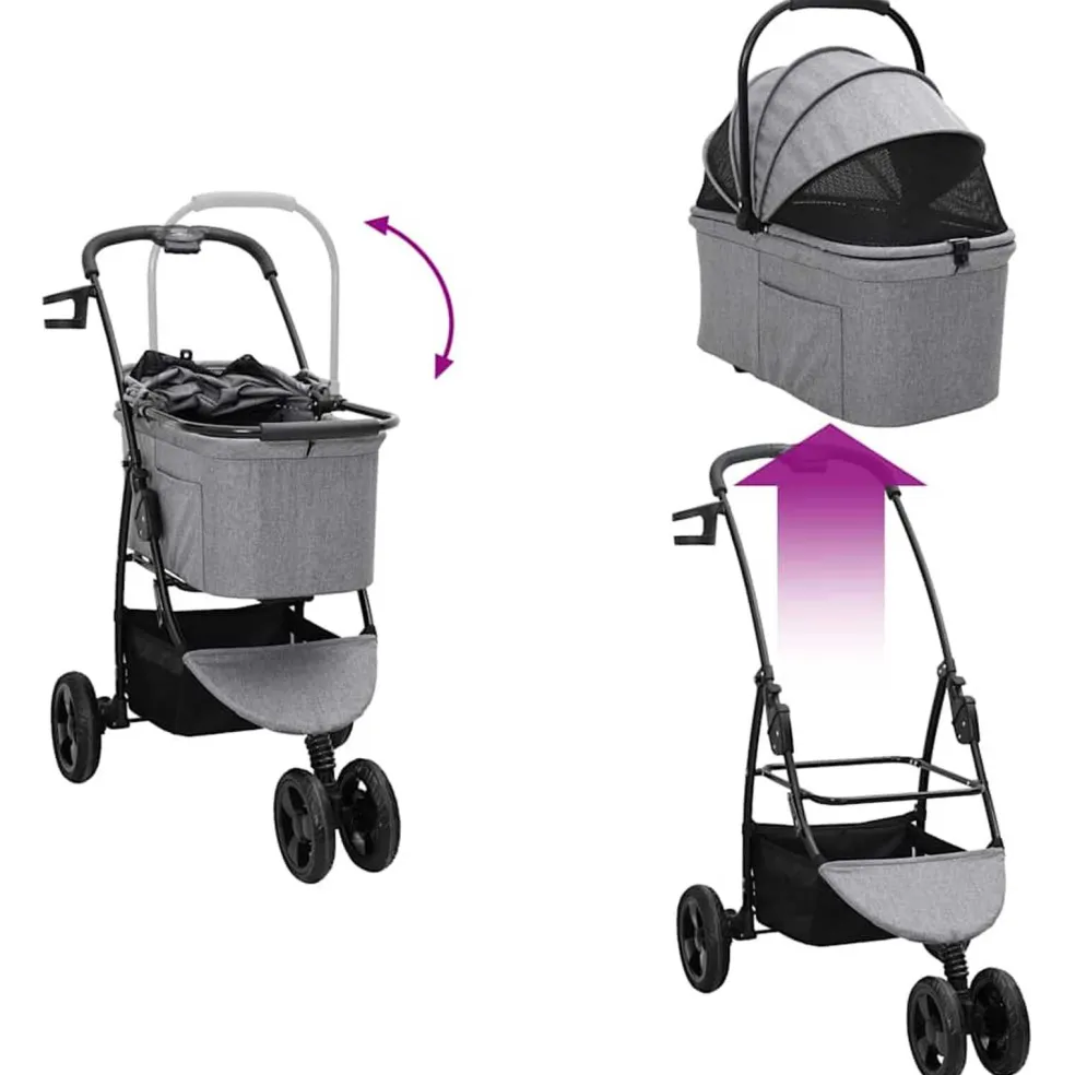 vidaXL Opvouwbare Huisdierenwagen Grijs 78 x 54 x 101 cm Polyester