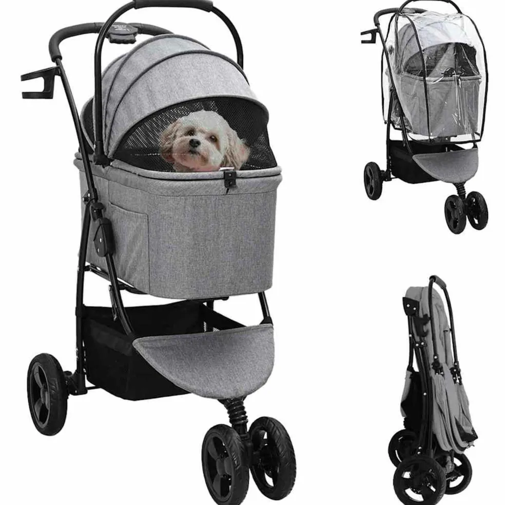vidaXL Opvouwbare Huisdierenwagen Grijs 78 x 54 x 101 cm Polyester