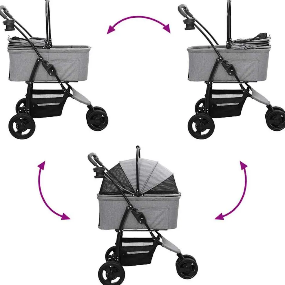 vidaXL Opvouwbare Huisdierenwagen Grijs 78 x 54 x 101 cm Polyester