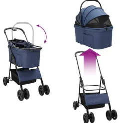 vidaXL Opvouwbare Huisdierenwagen Blauw 81 x 47 x 99 cm Polyester
