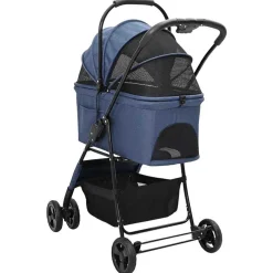 vidaXL Opvouwbare Huisdierenwagen Blauw 81 x 47 x 99 cm Polyester