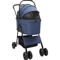 vidaXL Opvouwbare Huisdierenwagen Blauw 81 x 47 x 99 cm Polyester