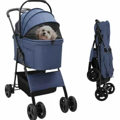 vidaXL Opvouwbare Huisdierenwagen Blauw 81 x 47 x 99 cm Polyester