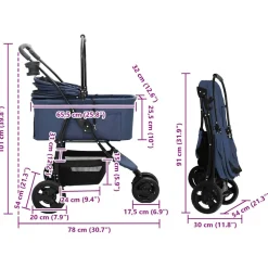 vidaXL Opvouwbare Huisdierenwagen Blauw 78 x 54 x 101 cm Polyester