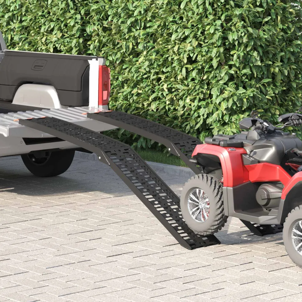 vidaXL Opvouwbare motoroprijplaat 340 kg per oprijplaat 2 st Zwart