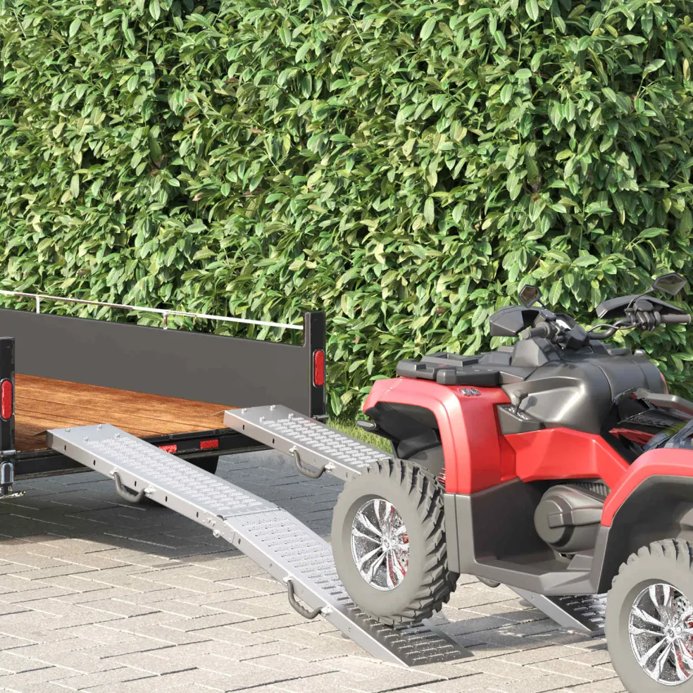 vidaXL Opvouwbare oprijplaat 200kg per oprijplaat 2 st zilver