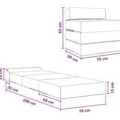vidaXL Opvouwbare slaapbank Lichtgrijs 70 x 60 x 63 cm Stof