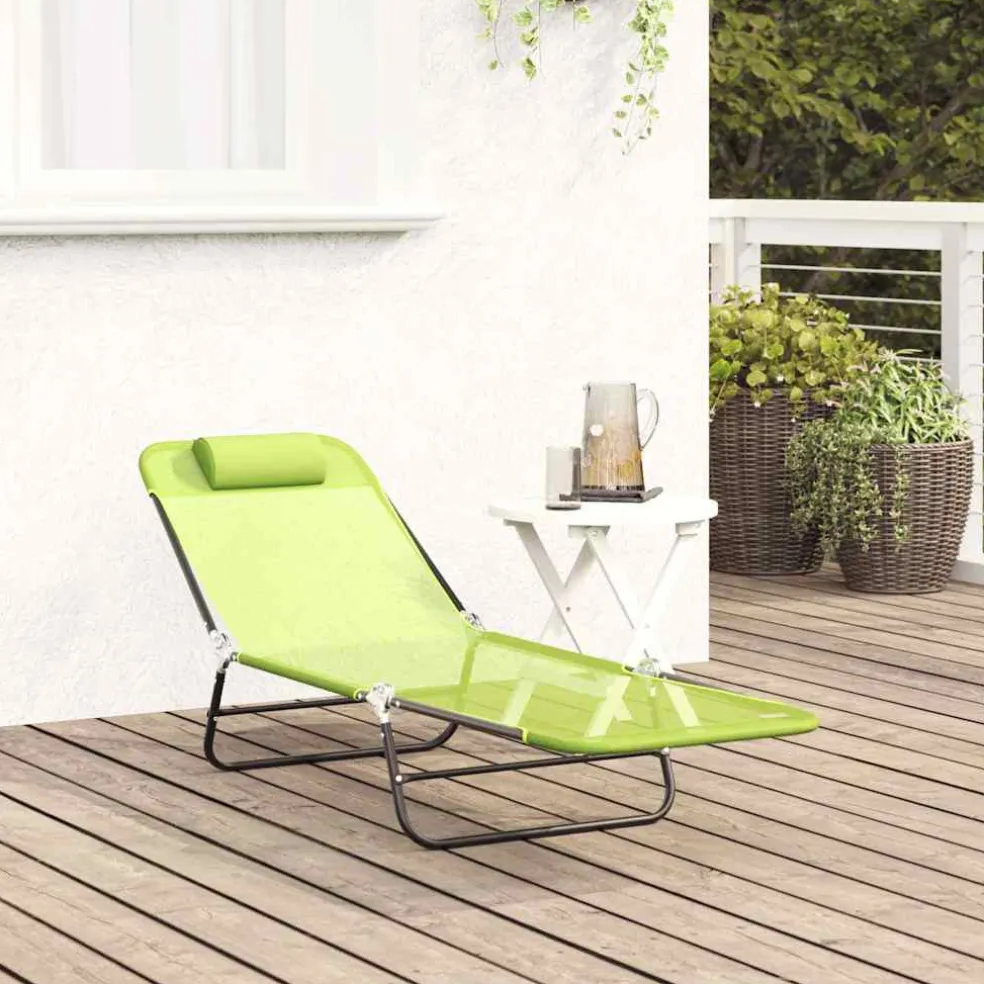 vidaXL Opvouwbare zonnebed Groen 182 x 55 x 85,5 cm Textileen