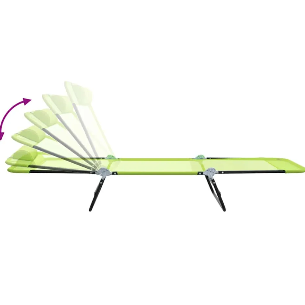 vidaXL Opvouwbare zonnebed Groen 182 x 55 x 85,5 cm Textileen