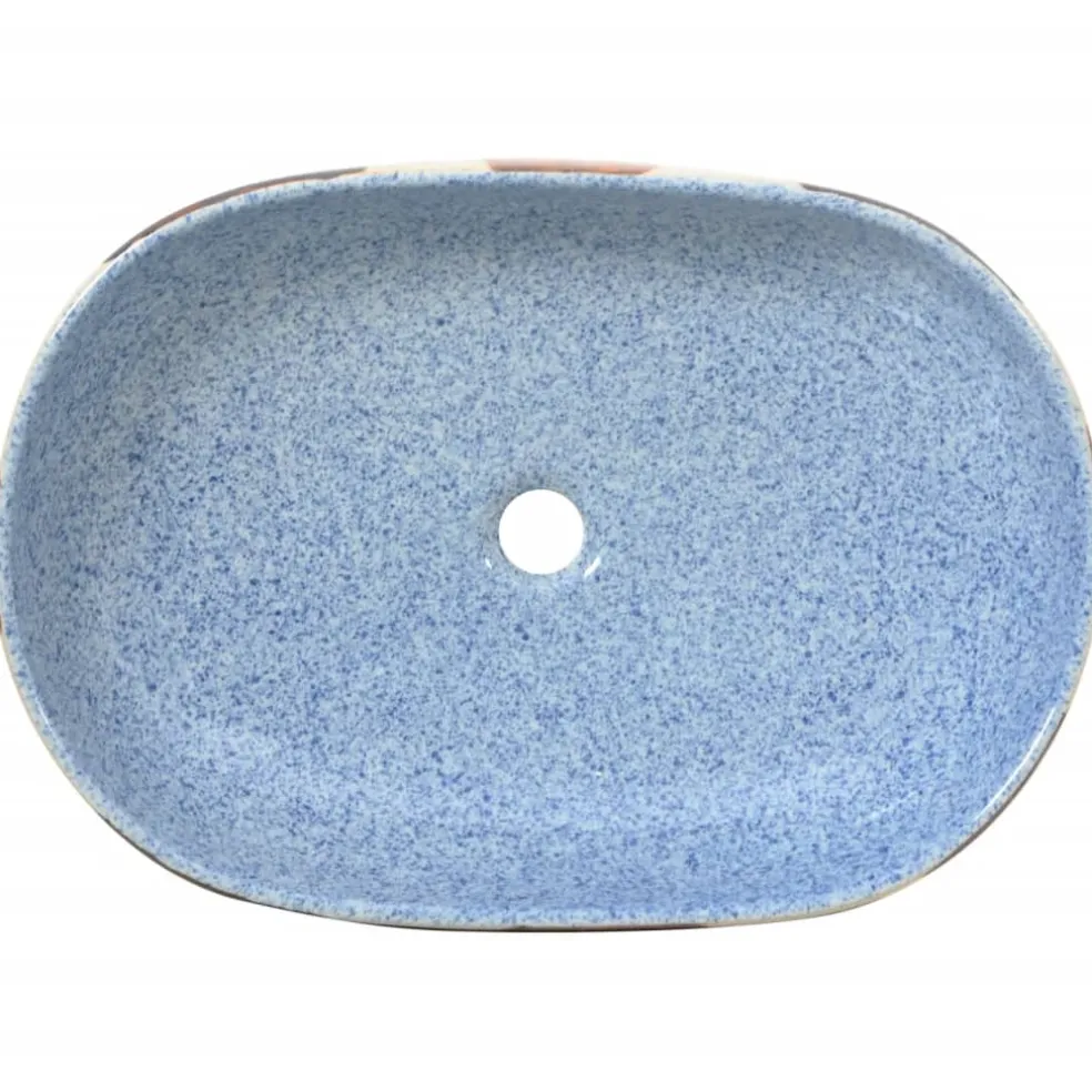 vidaXL Opzetwasbak ovaal 59x40x14 cm keramiek meerkleurig