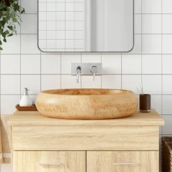 vidaXL Opzetwasbak ovaal 59x40x15 cm keramiek bruin