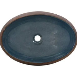 vidaXL Opzetwasbak ovaal 59x40x15 cm keramiek bruin en blauw