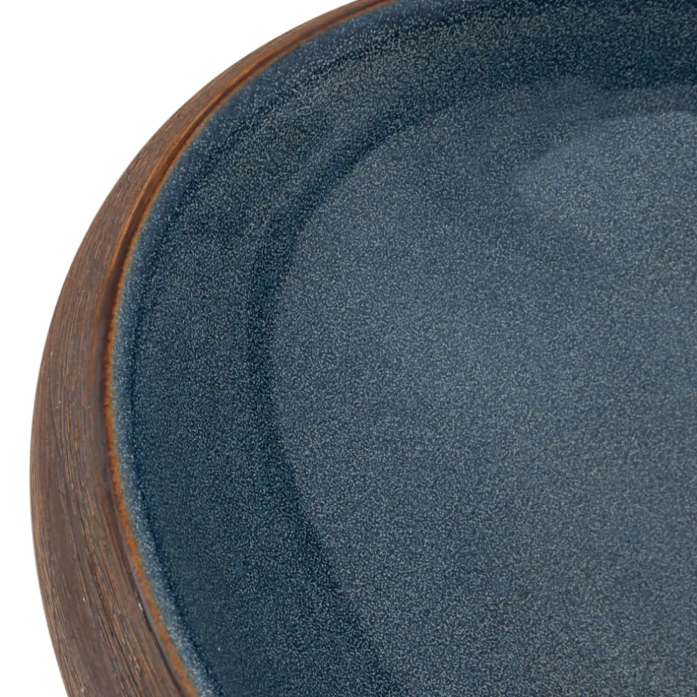 vidaXL Opzetwasbak ovaal 59x40x15 cm keramiek bruin en blauw