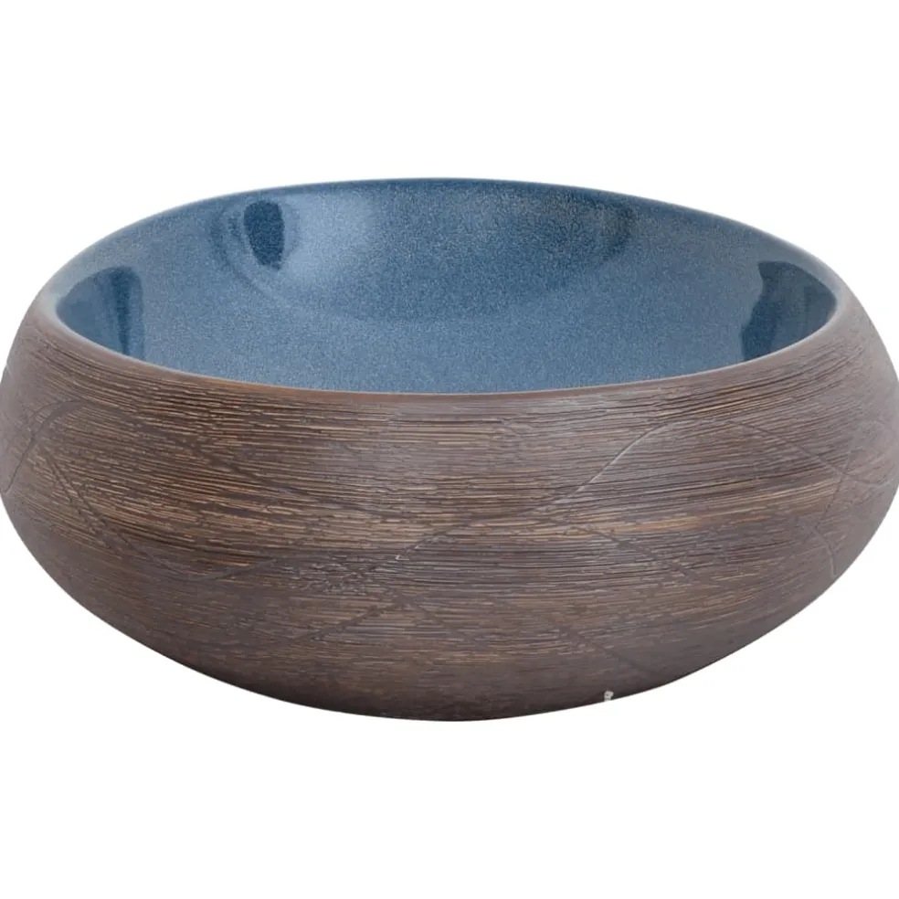vidaXL Opzetwasbak ovaal 59x40x15 cm keramiek bruin en blauw