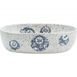 vidaXL Opzetwasbak ovaal 47x33x13 cm keramiek grijs en blauw