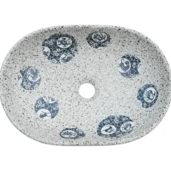 vidaXL Opzetwasbak ovaal 47x33x13 cm keramiek grijs en blauw