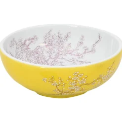 vidaXL Opzetwasbak rond Φ41x14 cm keramiek wit en geel