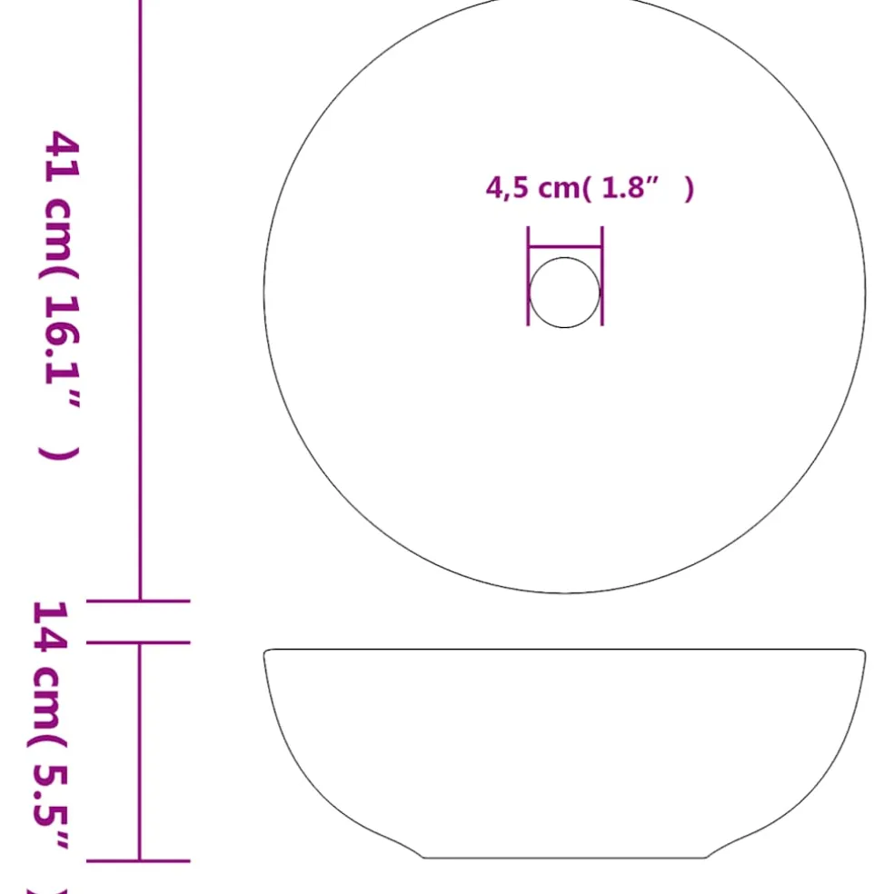 vidaXL Opzetwasbak rond Φ41x14 cm keramiek zwart en blauw