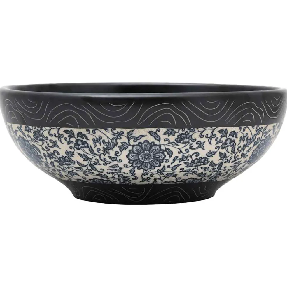 vidaXL Opzetwasbak rond Φ41x14 cm keramiek zwart en blauw