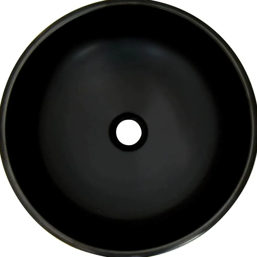 vidaXL Opzetwasbak rond Φ41x14 cm keramiek zwart en blauw