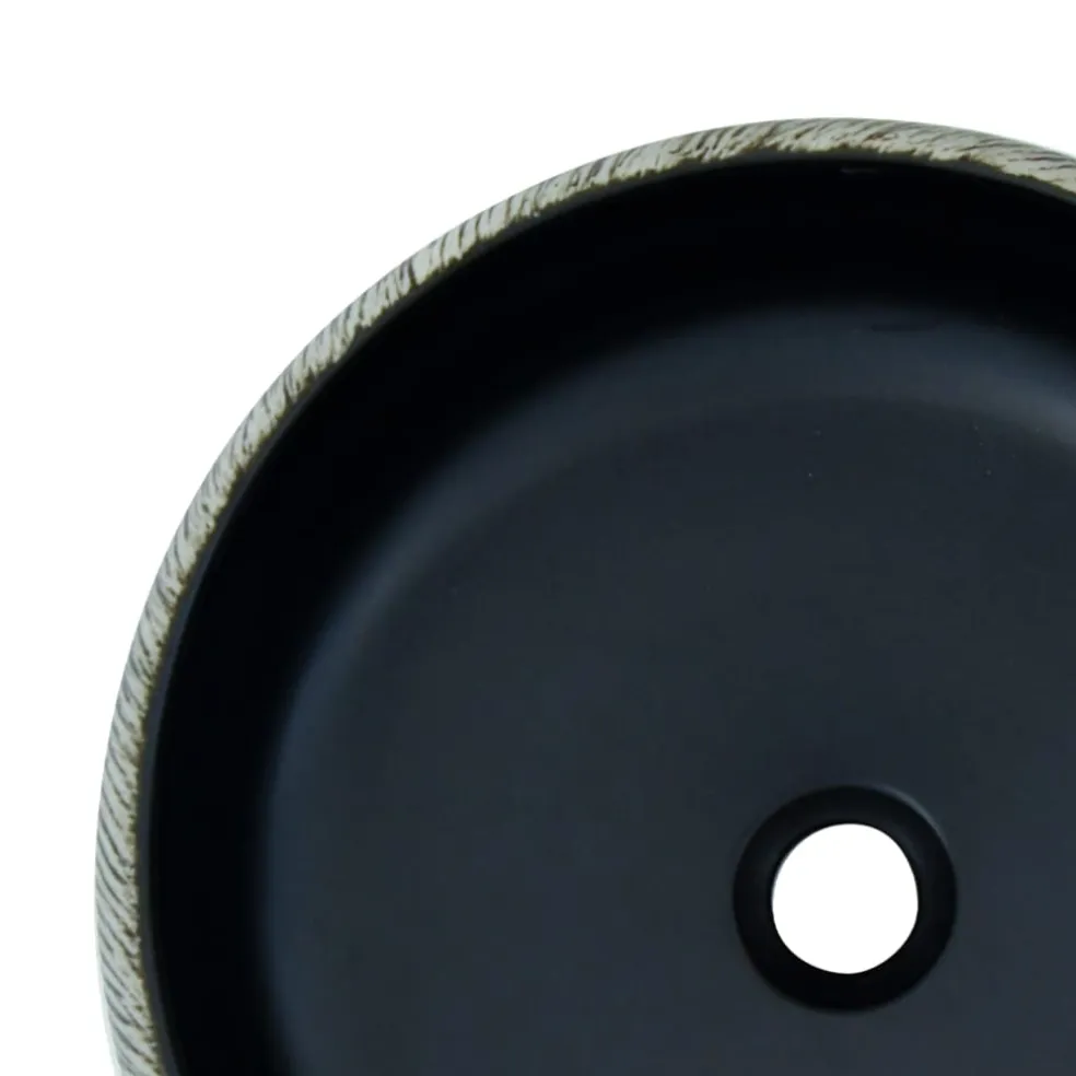 vidaXL Opzetwasbak rond Φ41x14 cm keramiek zwart en grijs