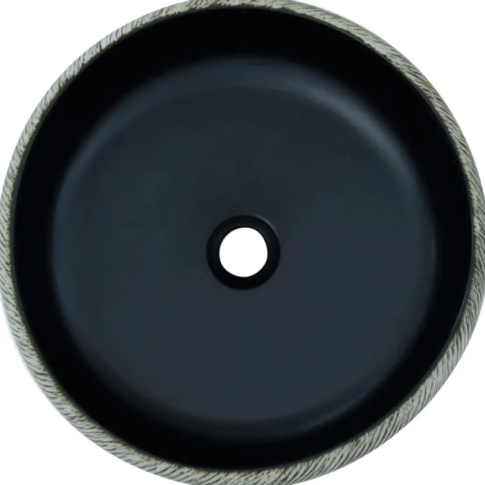 vidaXL Opzetwasbak rond Φ41x14 cm keramiek zwart en grijs