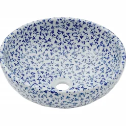 vidaXL Opzetwasbak rond Φ41x14 cm keramiek wit en blauw