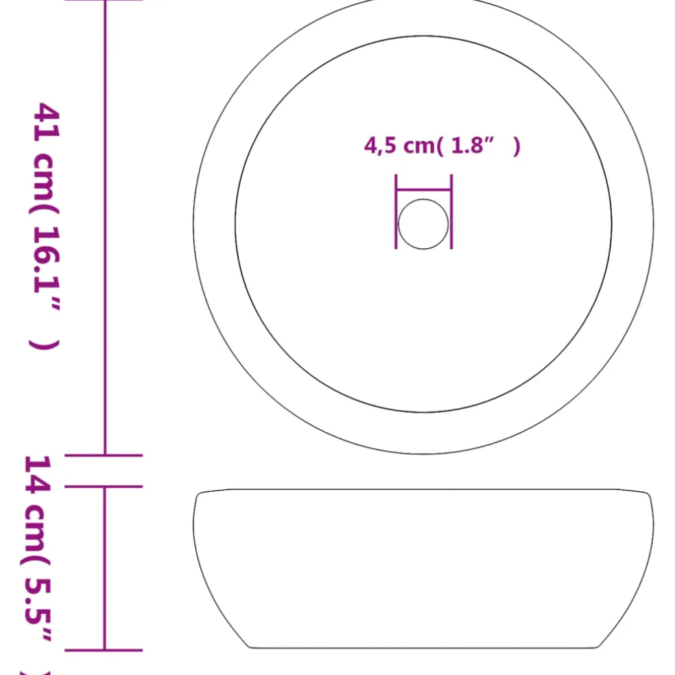 vidaXL Opzetwasbak rond Φ41x14 cm keramiek zwart en bruin
