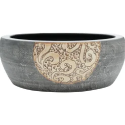 vidaXL Opzetwasbak rond Φ41x14 cm keramiek zwart en bruin