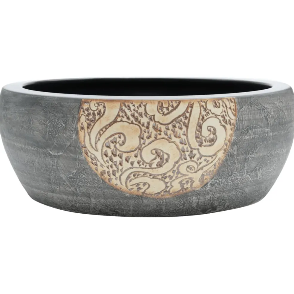 vidaXL Opzetwasbak rond Φ41x14 cm keramiek zwart en bruin
