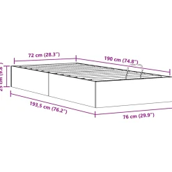 vidaXL Ottoman Bedframe met Opslag Naturel 72 x 190 cm