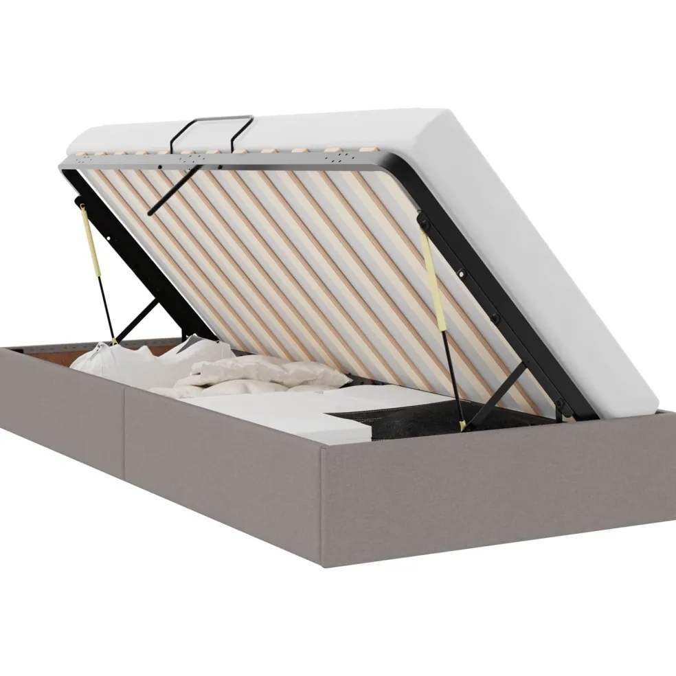 vidaXL Ottoman Bedframe met opslag Taupe 90 x 190 cm Stof