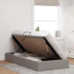 vidaXL Ottoman Bedframe met opslag Taupe 90 x 190 cm Stof