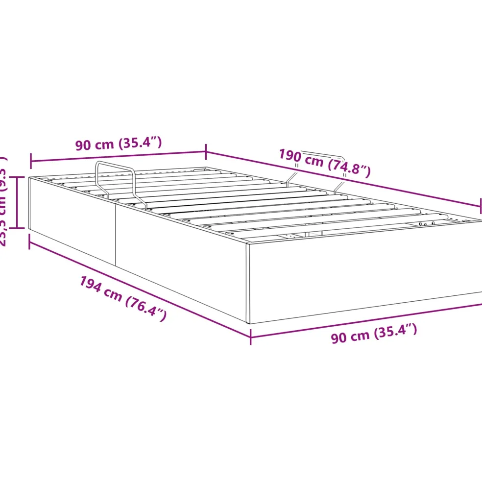 vidaXL Ottoman Bedframe met opslag Taupe 90 x 190 cm Stof