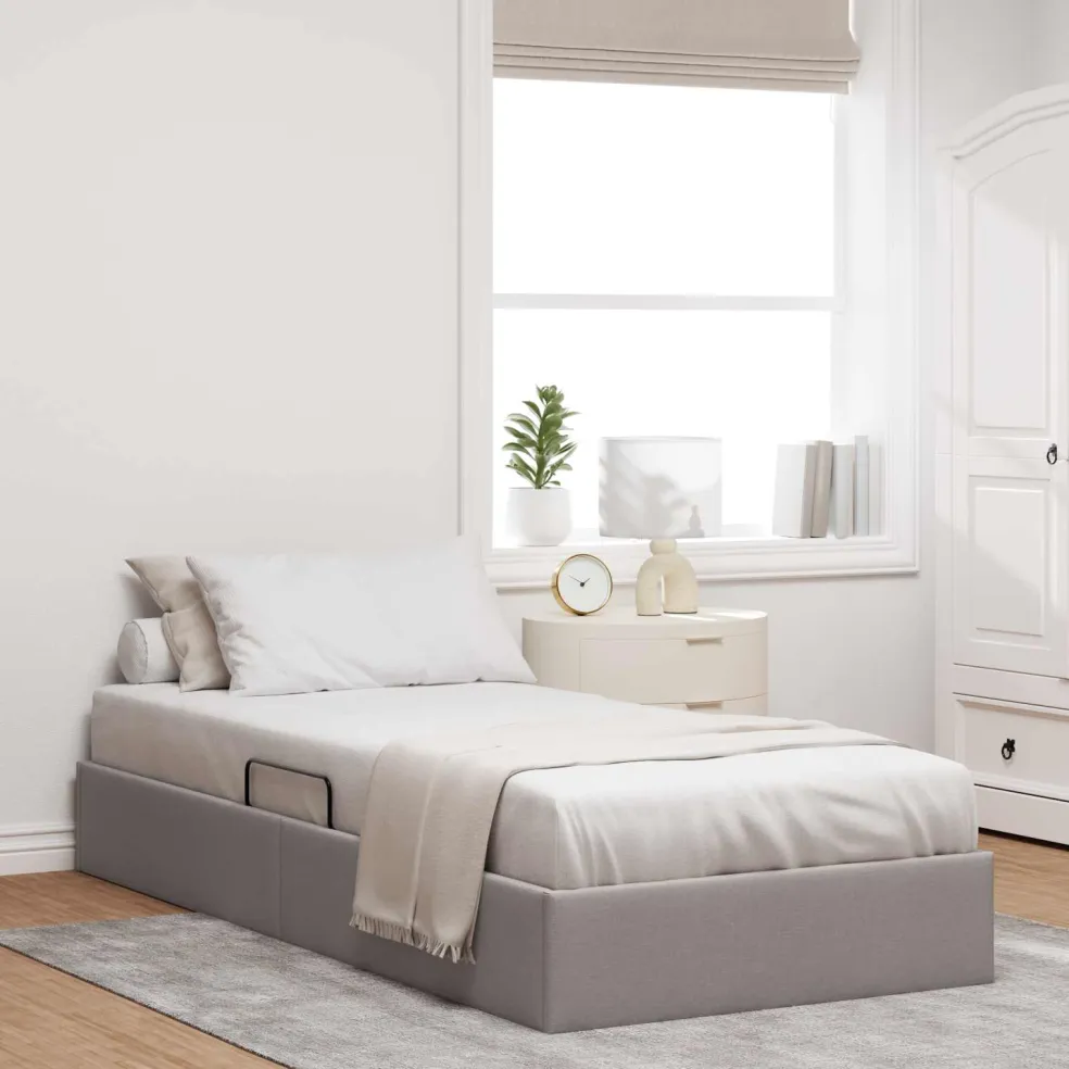 vidaXL Ottoman Bedframe met opslag Taupe 90 x 190 cm Stof