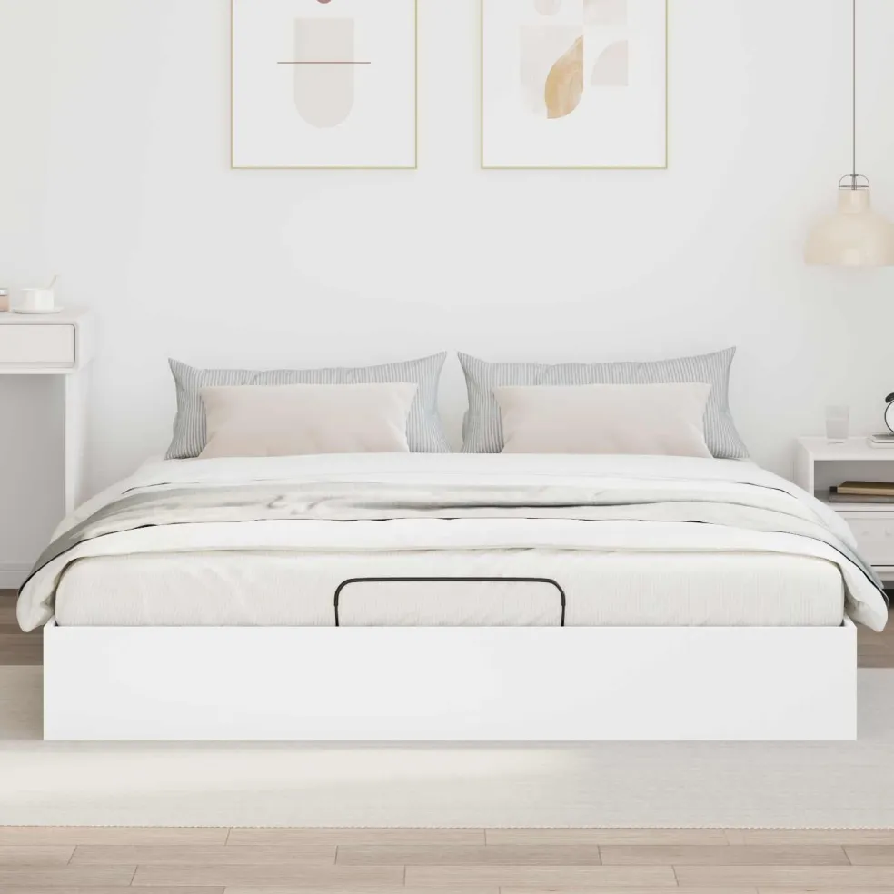 vidaXL Ottoman Bedframe Wit 180 x 200 cm Geconstrueerd hout