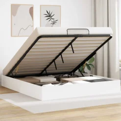 vidaXL Ottoman Bedframe Wit 180 x 200 cm Geconstrueerd hout