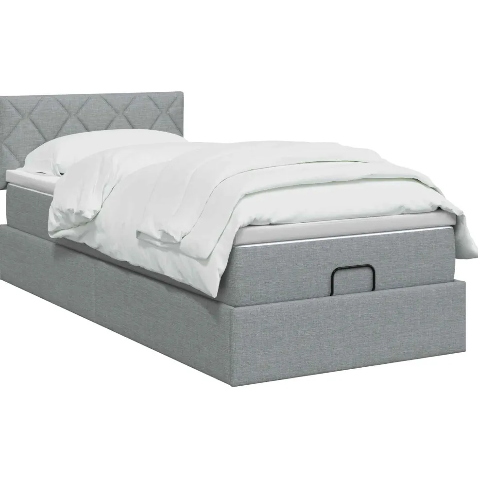 vidaXL Ottoman bed met matras Lichtgrijs 80 x 200 cm Stof