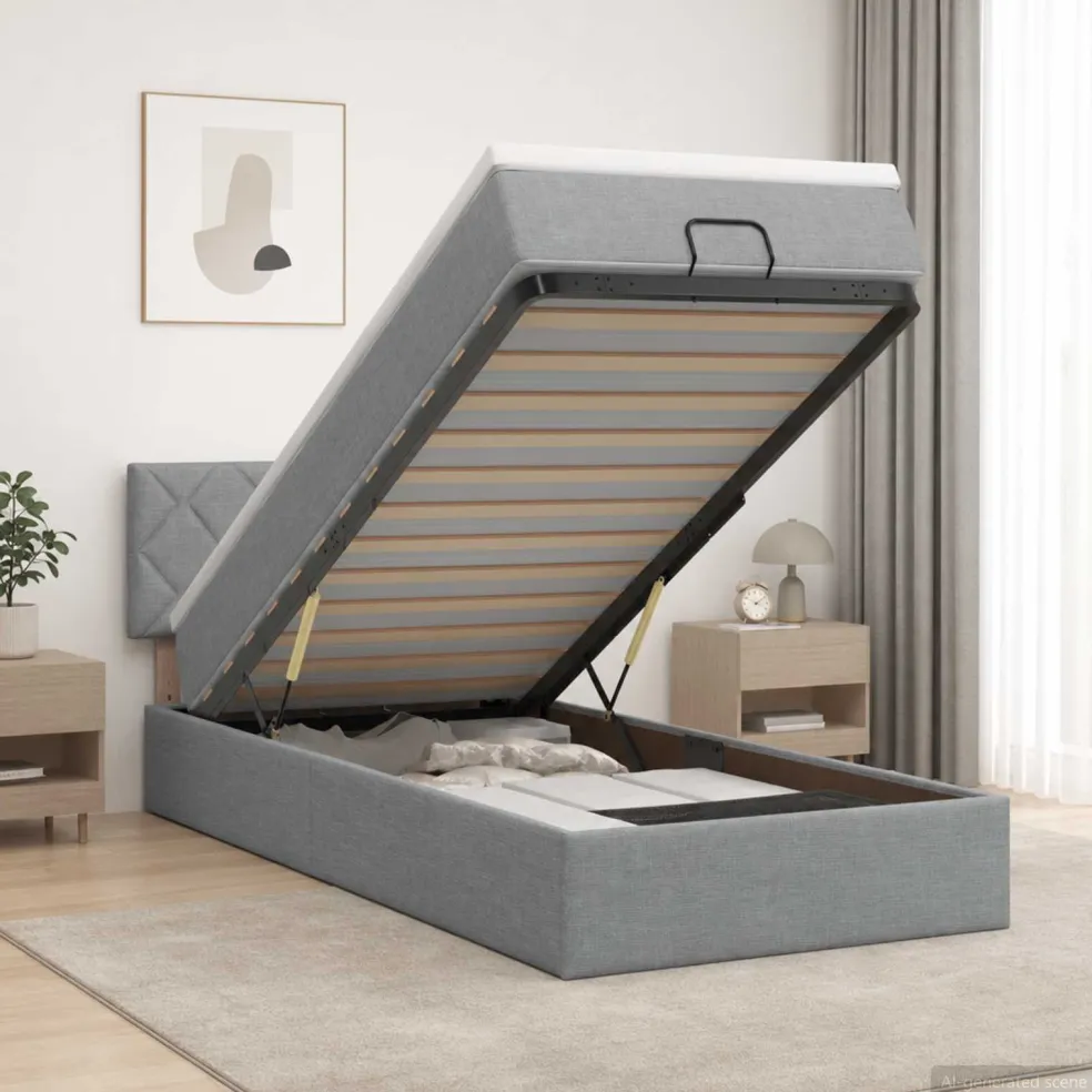 vidaXL Ottoman bed met matras Lichtgrijs 80 x 200 cm Stof