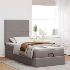 vidaXL Ottoman bed met matras 80x200cm stof taupe