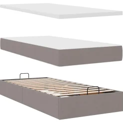 vidaXL Ottoman bed met matras 80x200cm stof taupe