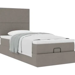 vidaXL Ottoman bed met matras 80x200cm stof taupe