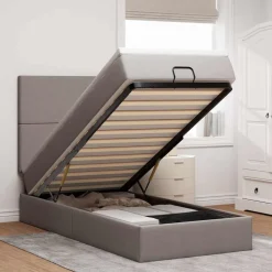 vidaXL Ottoman bed met matras 80x200cm stof taupe